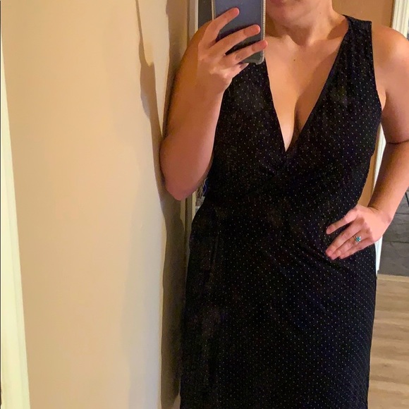 Loft Black Polka Dot Wrap Dress - Picture 2 of 5